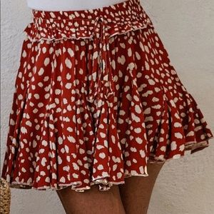 😍❤️ Red Printed Ruffled Hem A-Line Mini-Skirt 😍